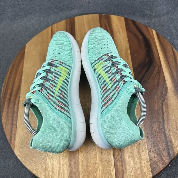 Nike Free Rn Flyknit Green Glow Woman’s Size 6.5 (831070-300) - Picture 9 of 12